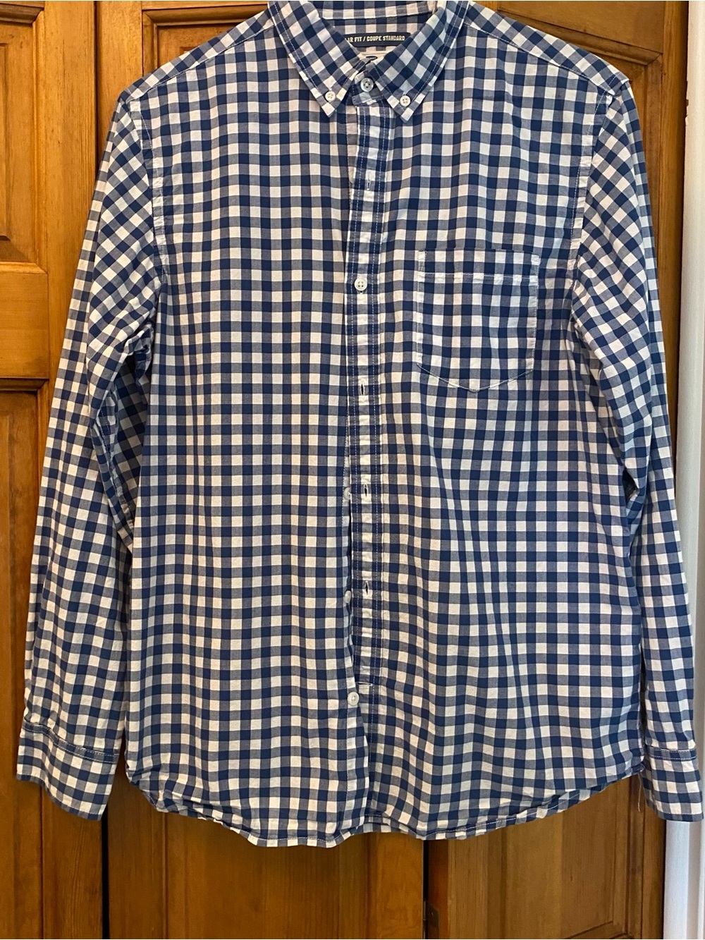 Old Navy Blue and White Gingham Button-Down Shirt